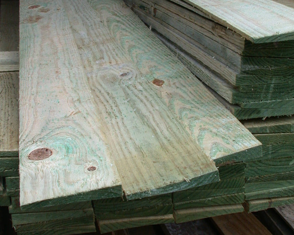 3.00m x 150mm Featheredge Board Pressure Treated Green