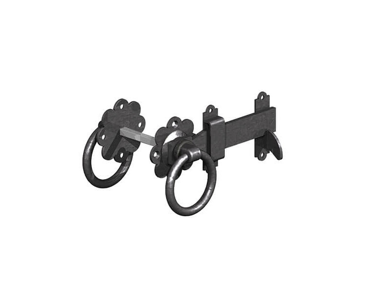 Ring Gate Latch Black 150mm P/P