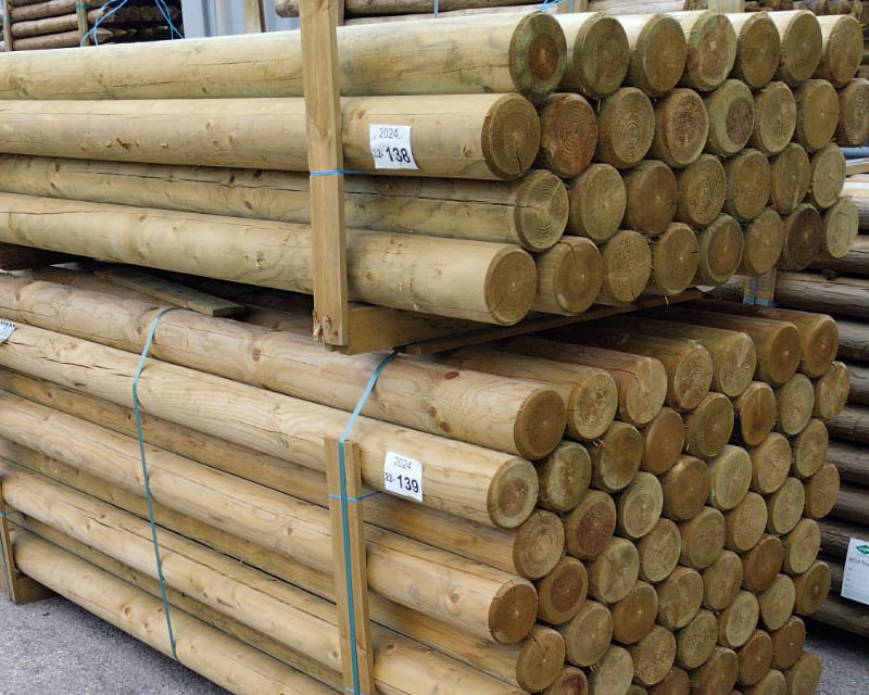 125mm 2.4m Machined Round Timber Posts