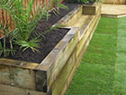 Rasied Bed and Bench made From Railway Sleepers