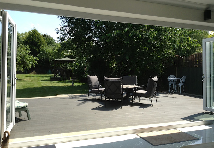 Smartboard Decking area with chairs and tables