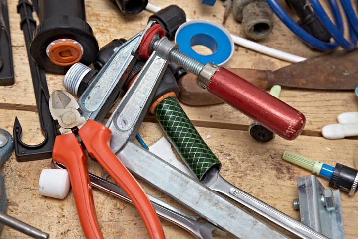Tools in a workshop in a mess space maximise