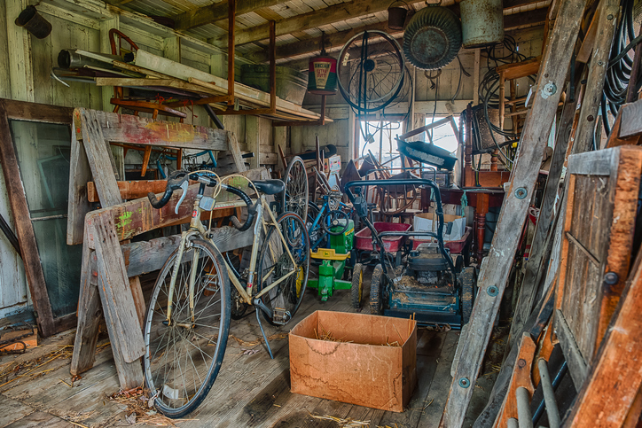 old shed mess untidy space
