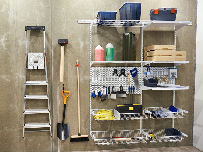 Household tools in the shed for home and garden space maximise
