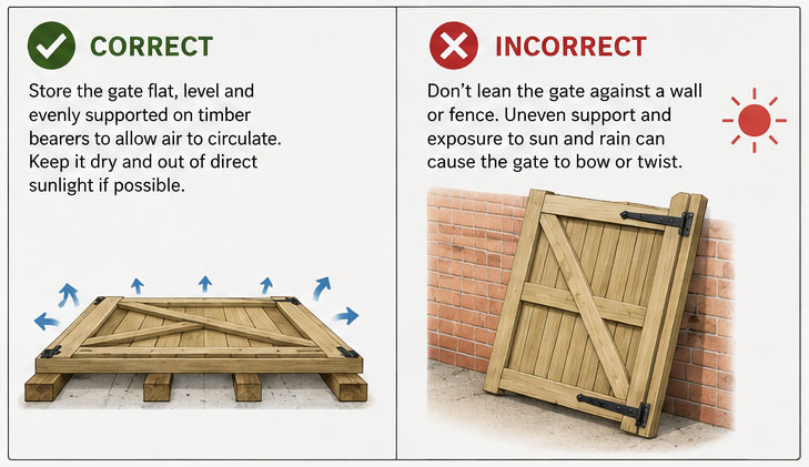Correct and incorrect way to store a gate image illustrating