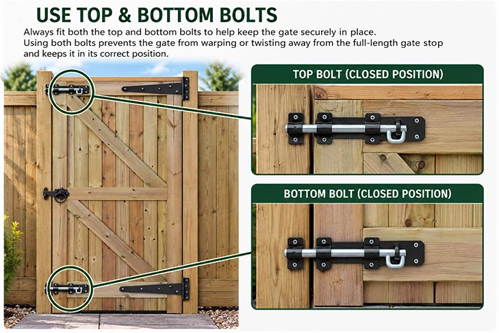 Use top and Bottom bolts on your gates